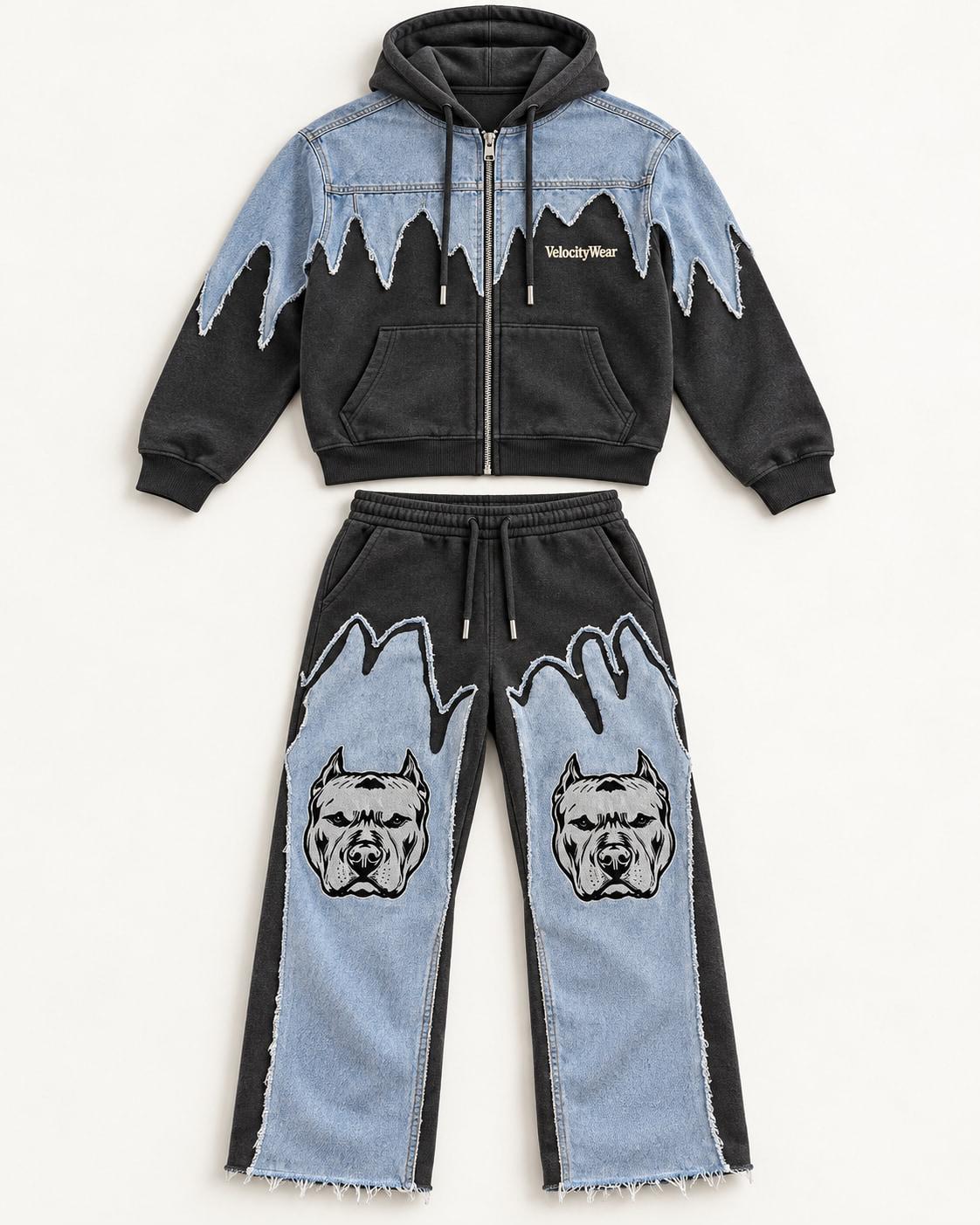 Slate Drip premium tracksuit, front view (PT-07)