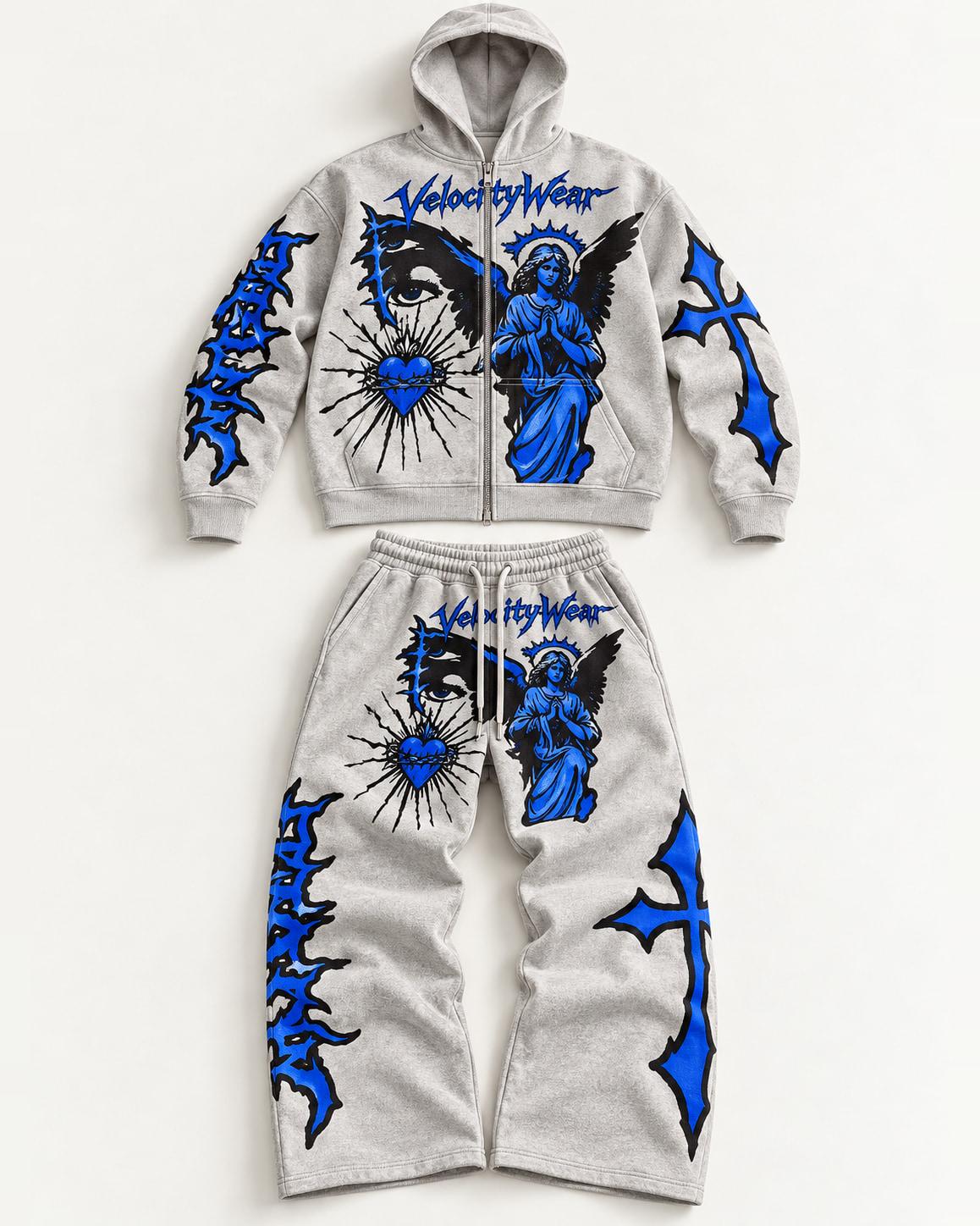 Grey Angel premium tracksuit, front view (PT-15)