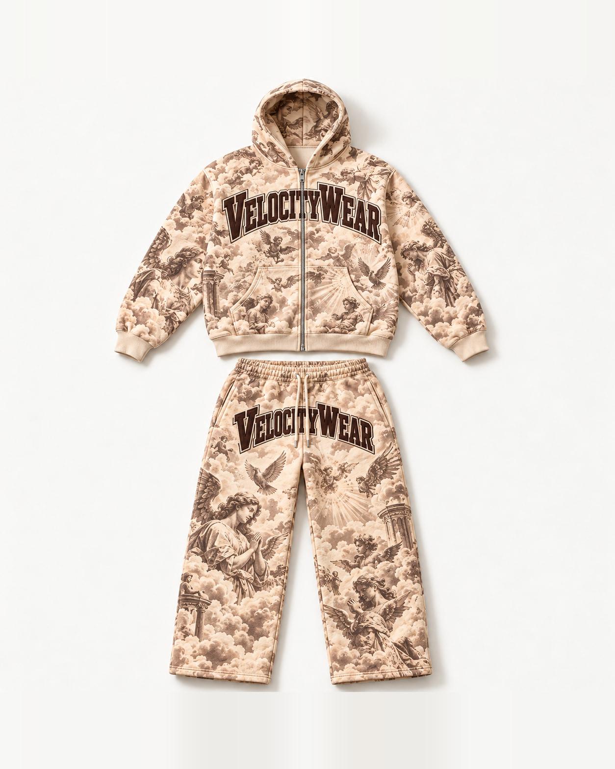 Apricot Collage premium tracksuit, front view (PT-13)