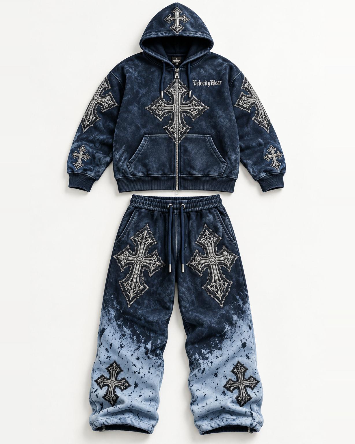 Blue Mystic premium tracksuit, front view (PT-12)