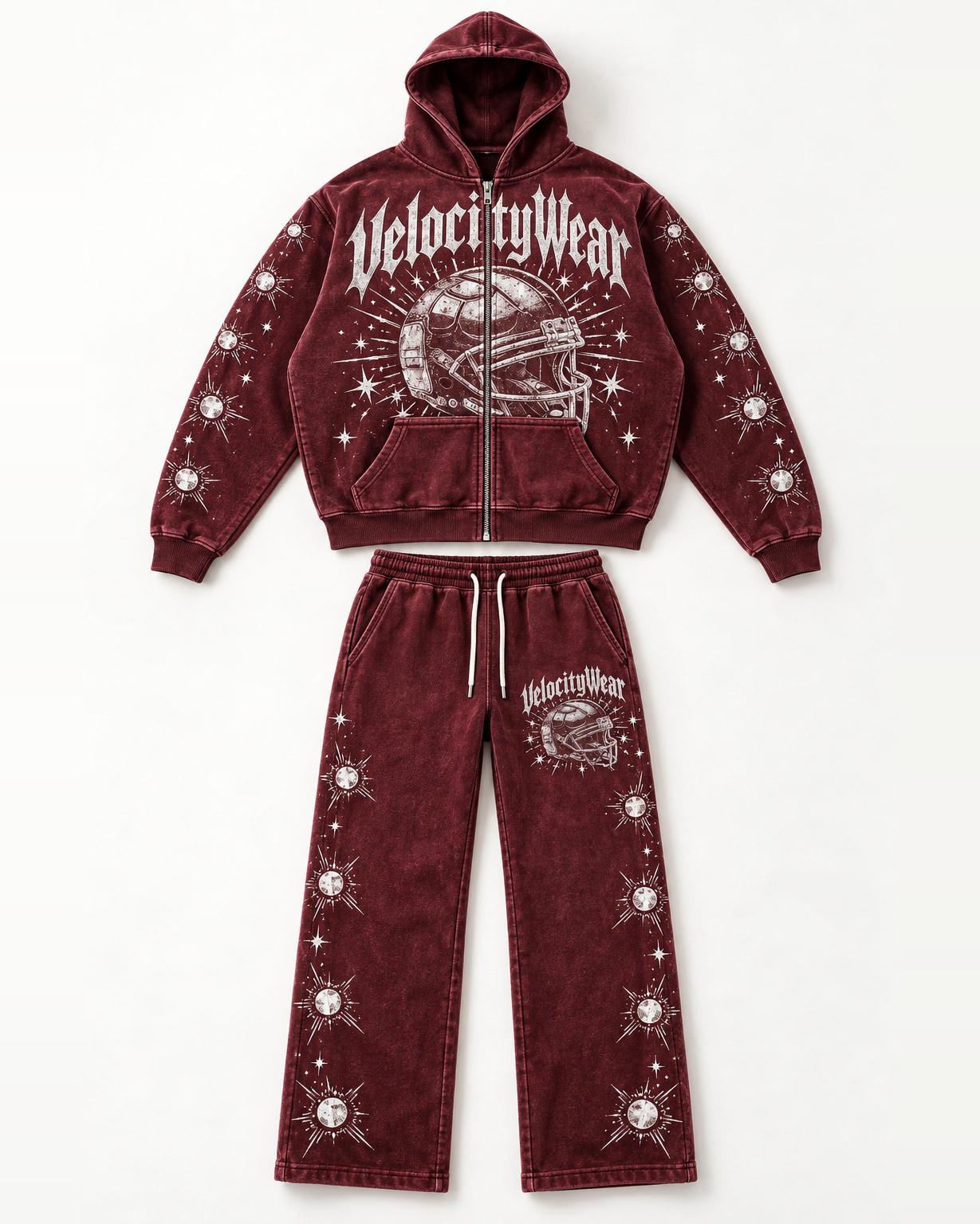 Burgundy Sport premium tracksuit, front view (PT-10)