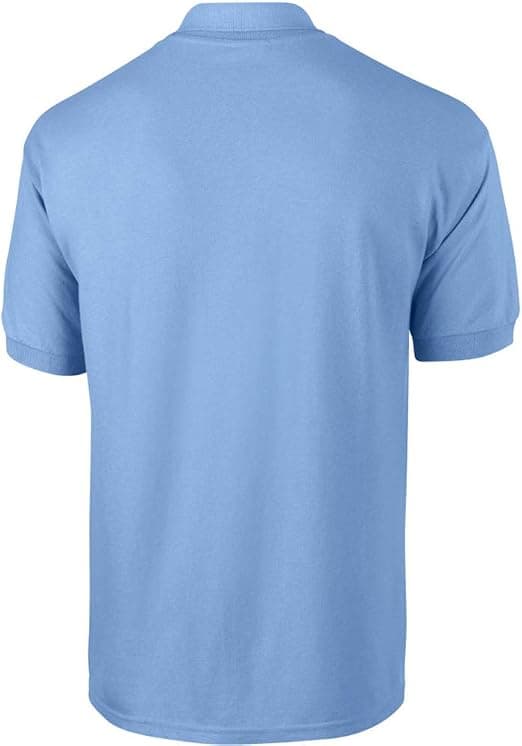 Custom polo shirt in a saturated brand colour with contrast collar tipping
