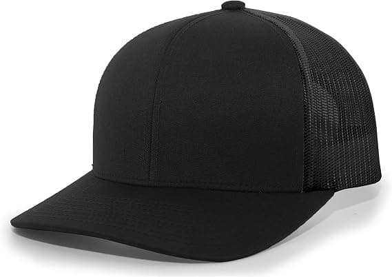 Trade branded cap with a stitched company logo on a structured front