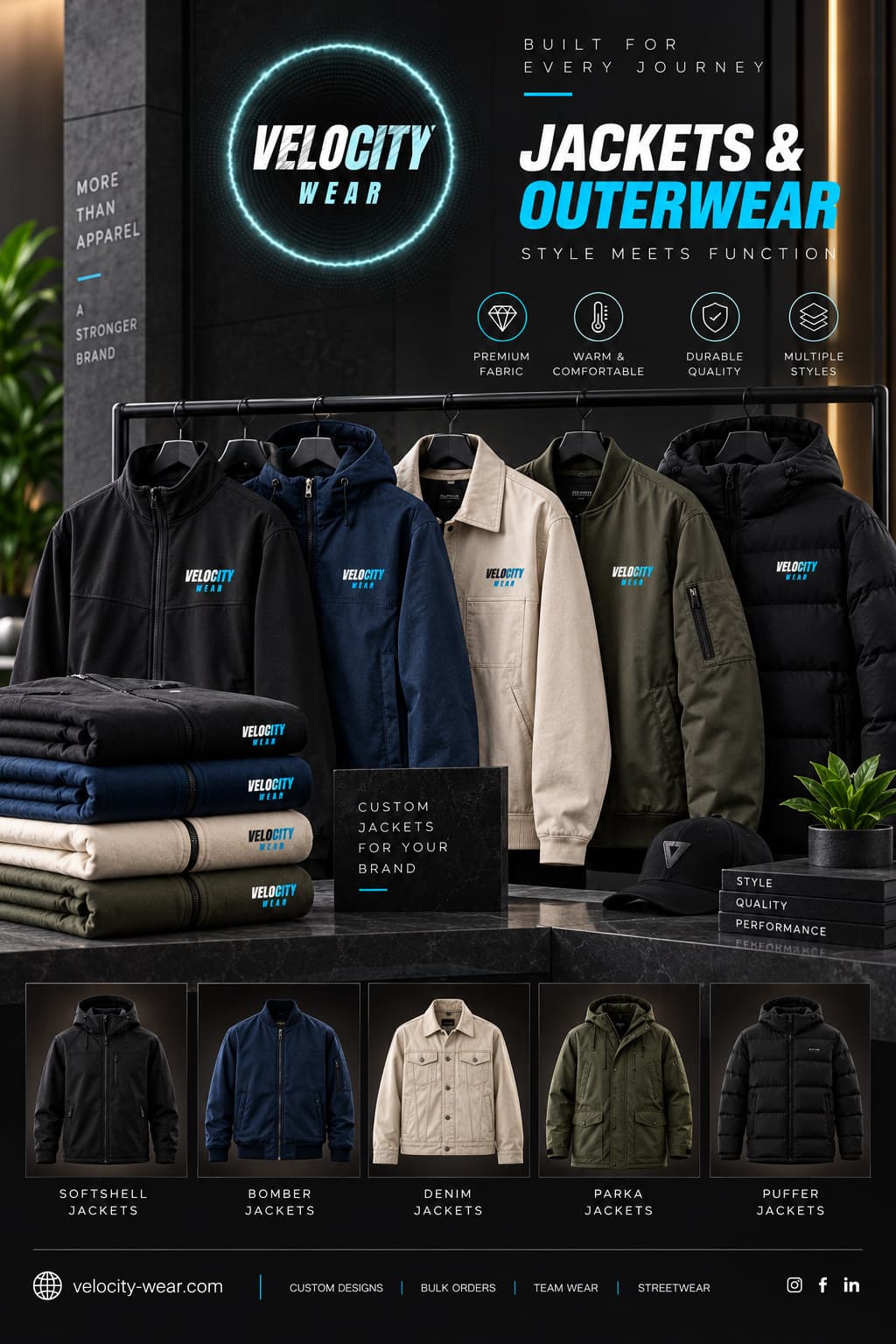 Reference jacket photographed with a printed spec sheet