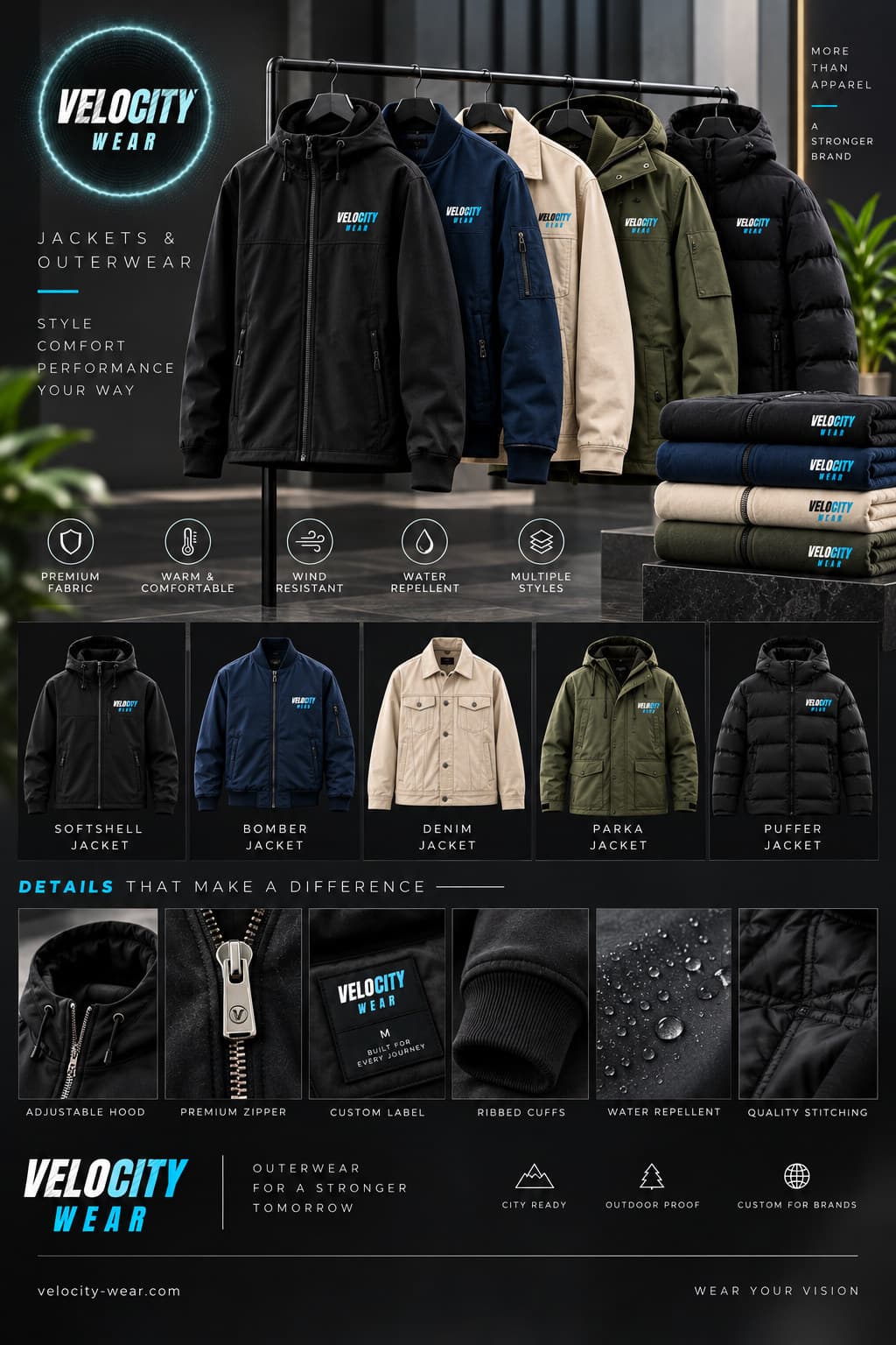 Softshell jacket with an embroidered left chest logo on a hanger