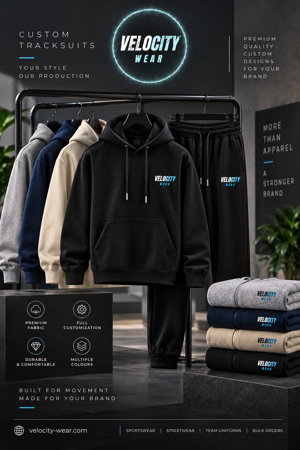 Custom tracksuit range boxed and ready for bulk shipment to the USA