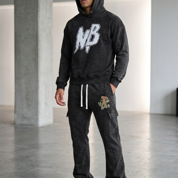 Men's Faded Black Lounge Set