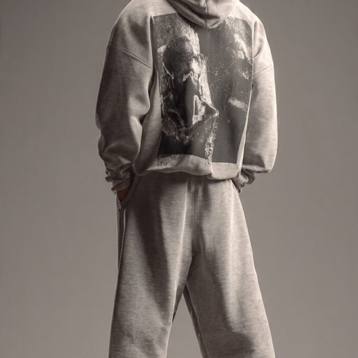 Men’s Grey Graphic Tracksuit – Hoodie & Sweatpants Set